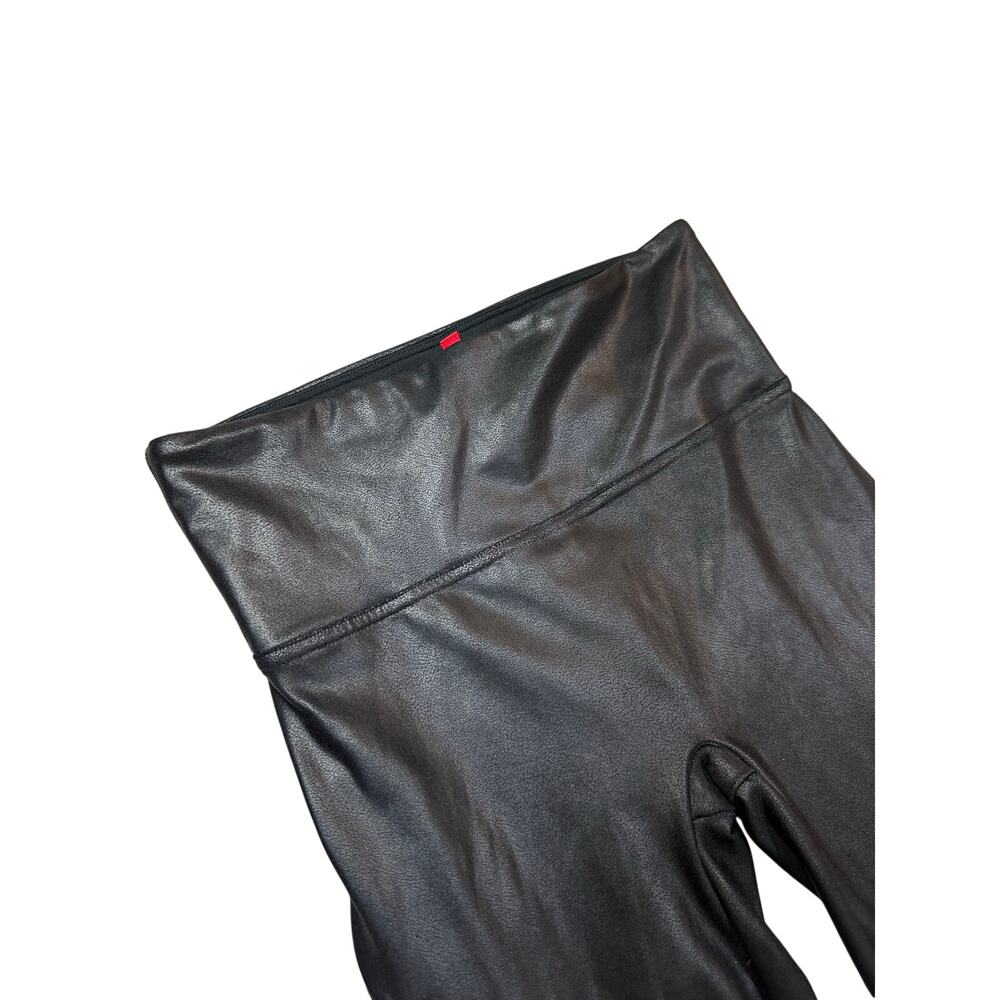 SPANX Faux Leather Moto Leggings Black Quilted High Rise Women's S/P Small - Picture 5 of 11